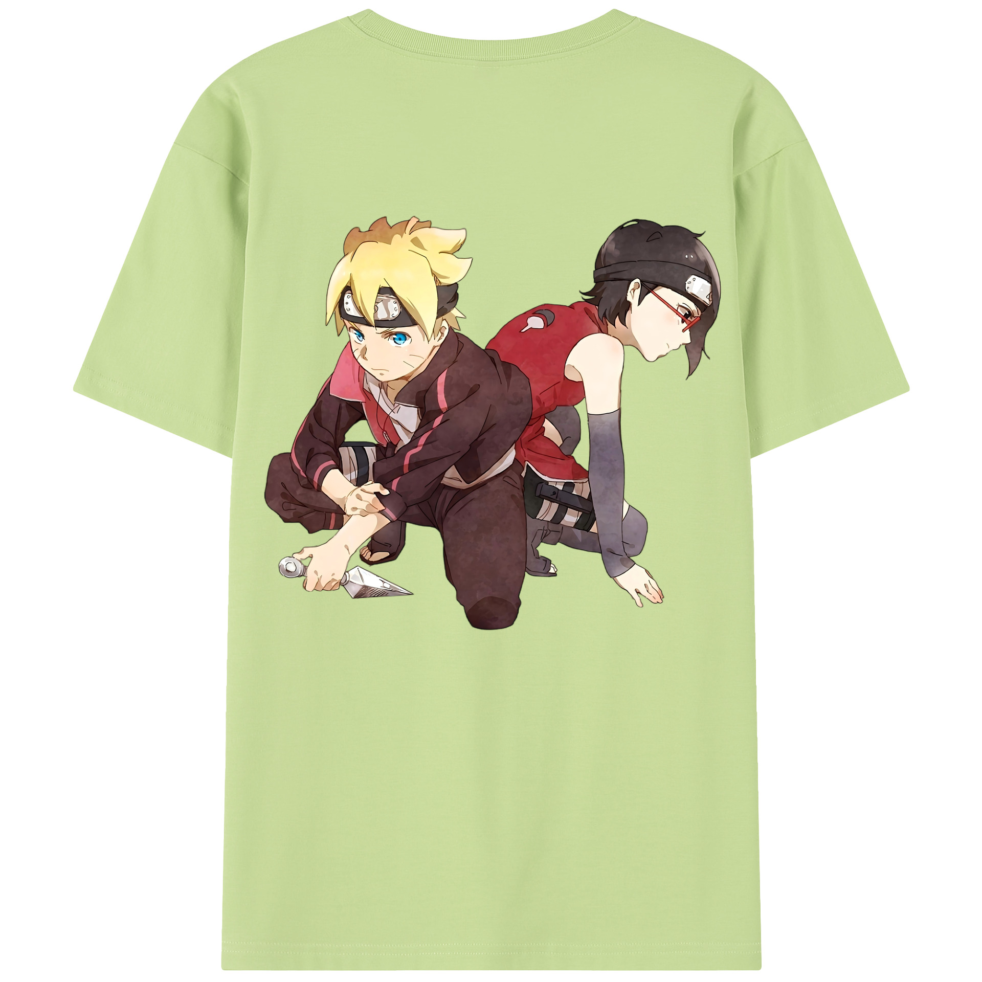 （画像用） NARUTO -ナルト- うちは サラダ Uchiha Sarada 綿100％半袖Tシャツ（背面プリント）